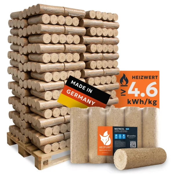 Holzbriketts Nestro XL Red – rund ohne Loch (Palette 960 kg)